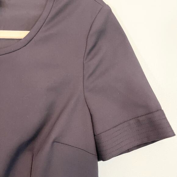 CARLISLE Dress Womens 6 Black Sheath Short Sleeve Full Zip Pockets Knee Length - Picture 7 of 10